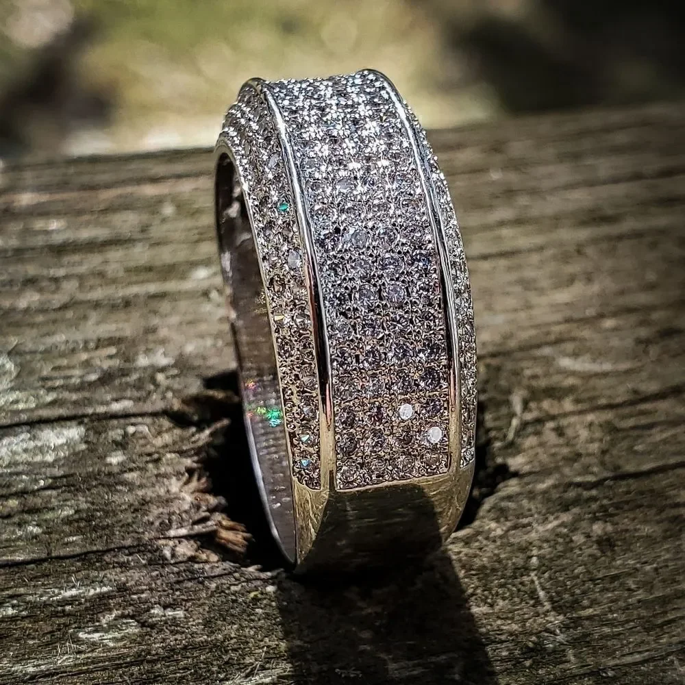 Silver Iced out Simulated Diamond Band Ring